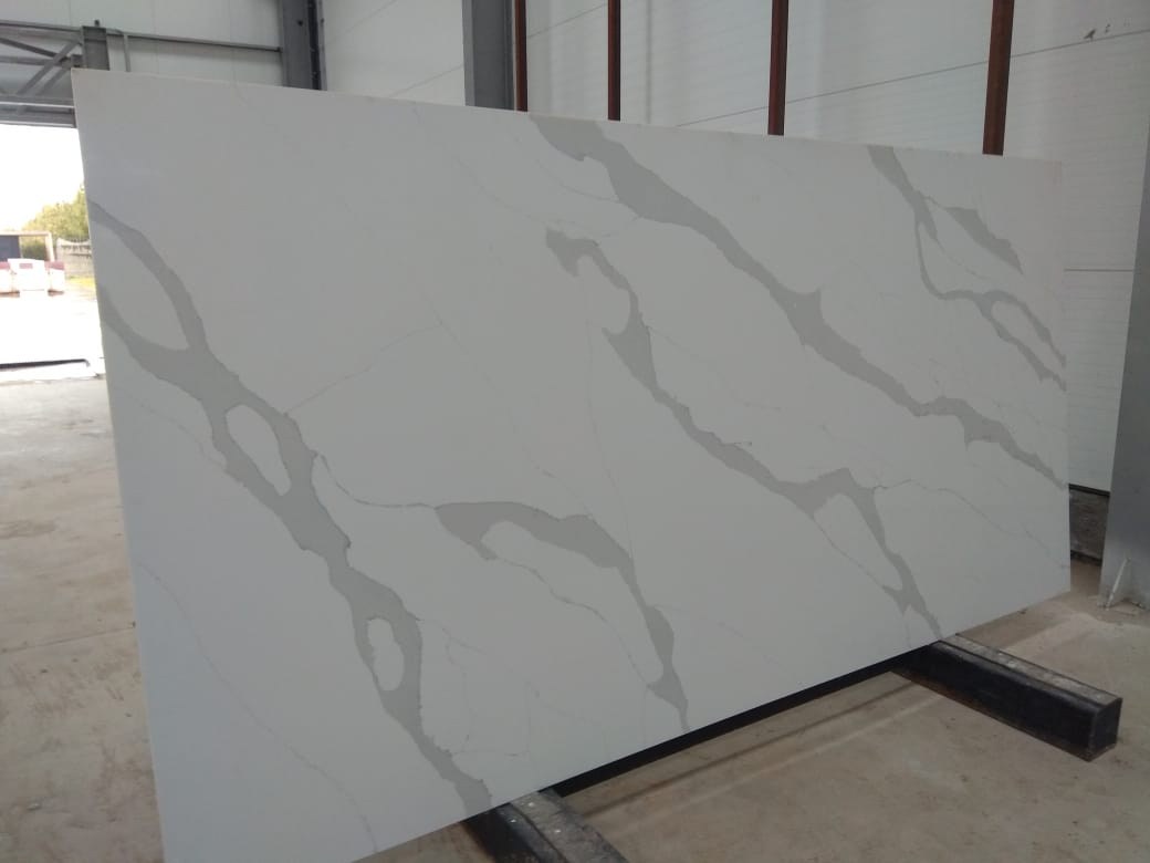  Quartz calacata 20mm Мрaмoр, Белый, Серый