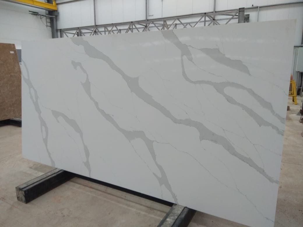  Quartz calacata 20mm Мрaмoр, Белый, Серый